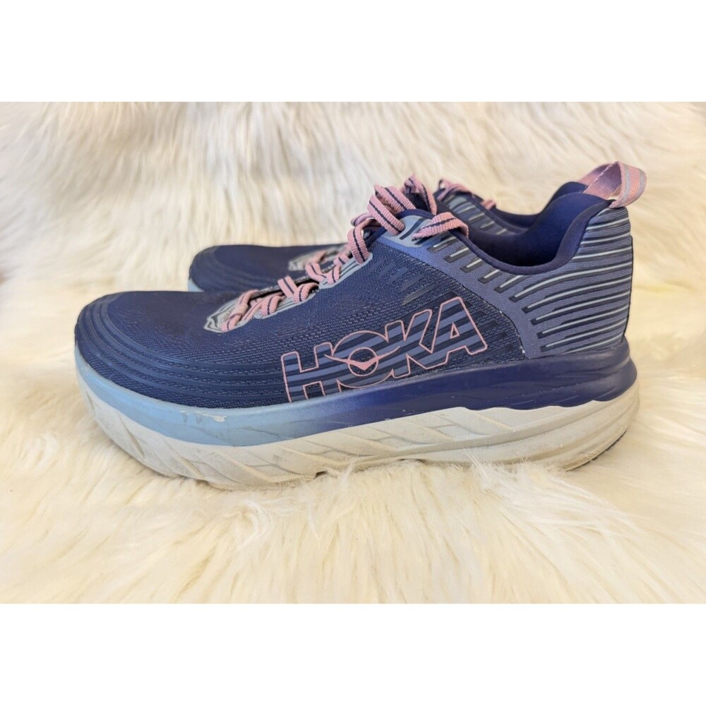 HOKA ONE ONE Bondi 6 Women's Lace-Up Wide Low Top Mesh Purple/Pink US 8 EU 40